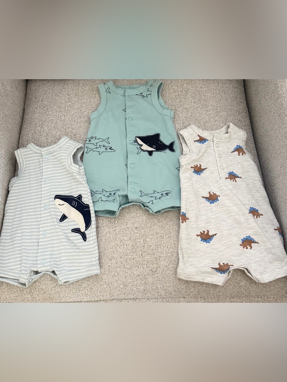 Newborn Shark & Dino One-Piece Summer Rompers
